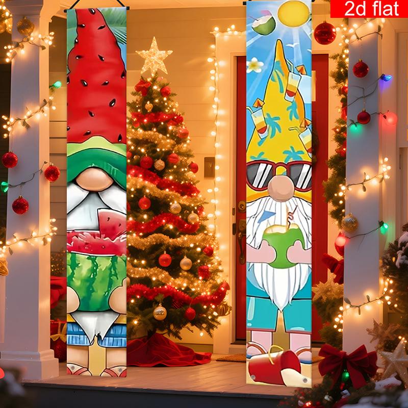2D Flat, 2D Flat - 2D Flat, 2D Flat - 2D Flat Banner 2pcs, Watermelon Shaped Bilingual Couplet Banner with Bilingual Poetry Panel - Flat Fruit Decor,