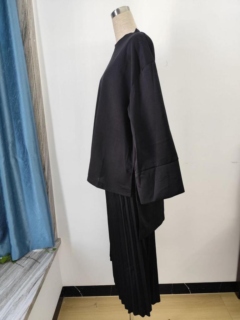 2025 Herbst Damen Vintage Lässiges Oberteil und Midiröck Set