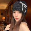 Pearls Bows Knitted Hat Elegant Ladies Hat Comfortable Soft Hat Flaring Glitter Hat for Men and Women