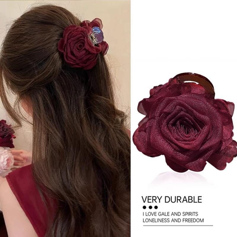 Elegante Rosenblumen Haarspange für Frauen Mädchen Süßer Haarschmuck Hinterkopf Florale Haarspange Haarnadel Mode Haaraccessoires