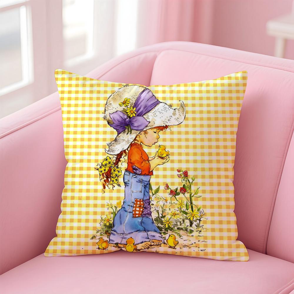 Sweet Anime Whimsical American Art SSarah Kay Cushion Cover Pillow Case Soft Skin Friendly Fabric  Concealed Zipper