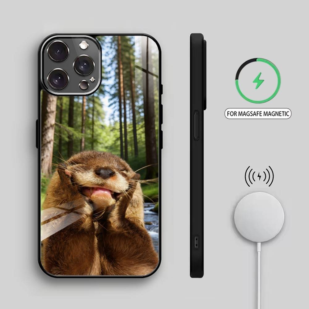 So Adorable R-River Otter Phone Case For iPhone17,16,15,14,13,12,11 Plus,Pro Max Magnetic For Magsafe Wireless Charging