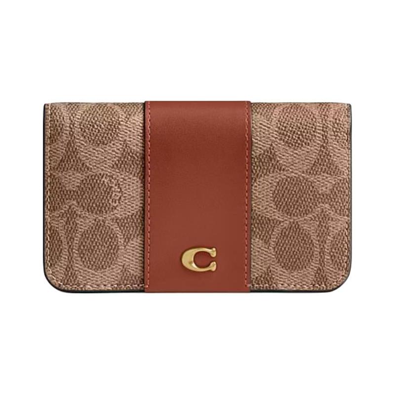 COACH SLIM 13 Printed Logo Coated Canvas Wallet Women's Brown brown