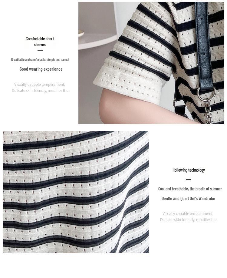 2026 Summer Striped Knit V-Neck Mid-Length Maternity Dress