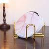 4pcs Coaster, Coffee Cup Cushion Square or Round Cup Cushion Decorated with Metal Brackets for Home Wrought Iron Shelves