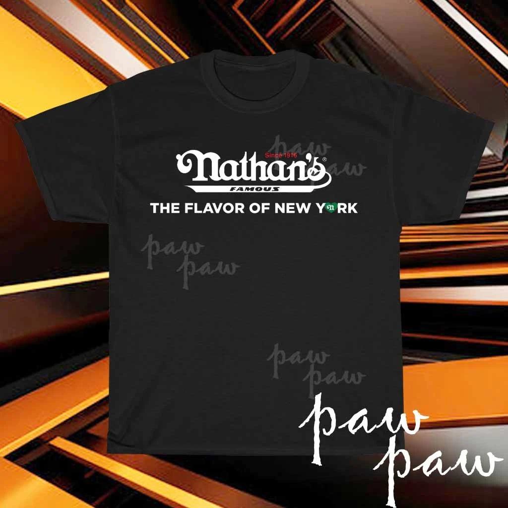 New Nathan s Famous Hot Dog Logo American T-Shirt Funny Size S to 5XL S