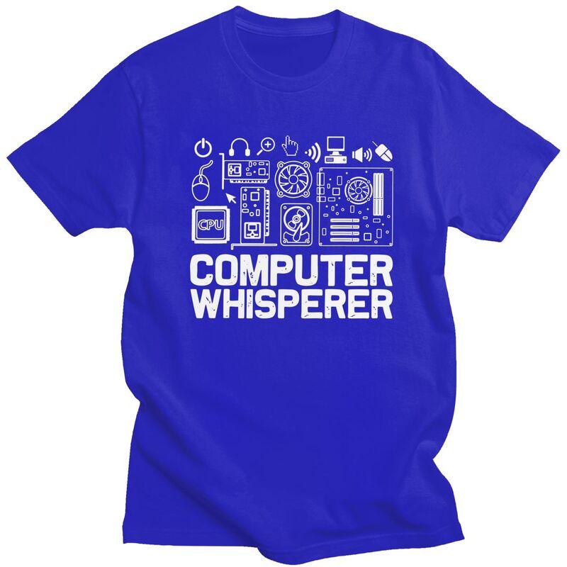 Computer Whisperer Tech Supports Programmer Coder Tshirt Men Short Sleeve Graphic Tee Shirt Loose Oversized Pure Cotton Tee Tops