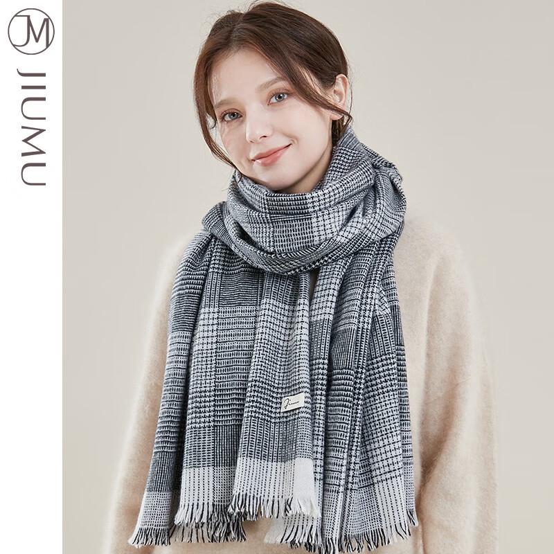 JIUMU Women's Autumn Winter Houndstooth Wool Scarf/Shawl