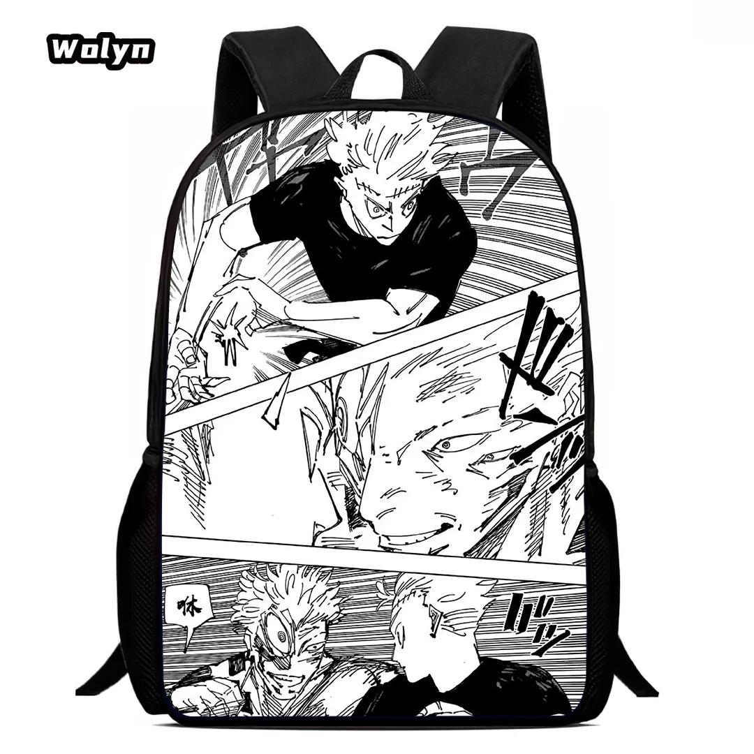 Japanse Jujutsu -Kaisen Schoolrugzak, Cartoon Mahito Kinderrugzak, Lichtgewicht Anime Schooltassen voor 4-9 jarigen 15 inches