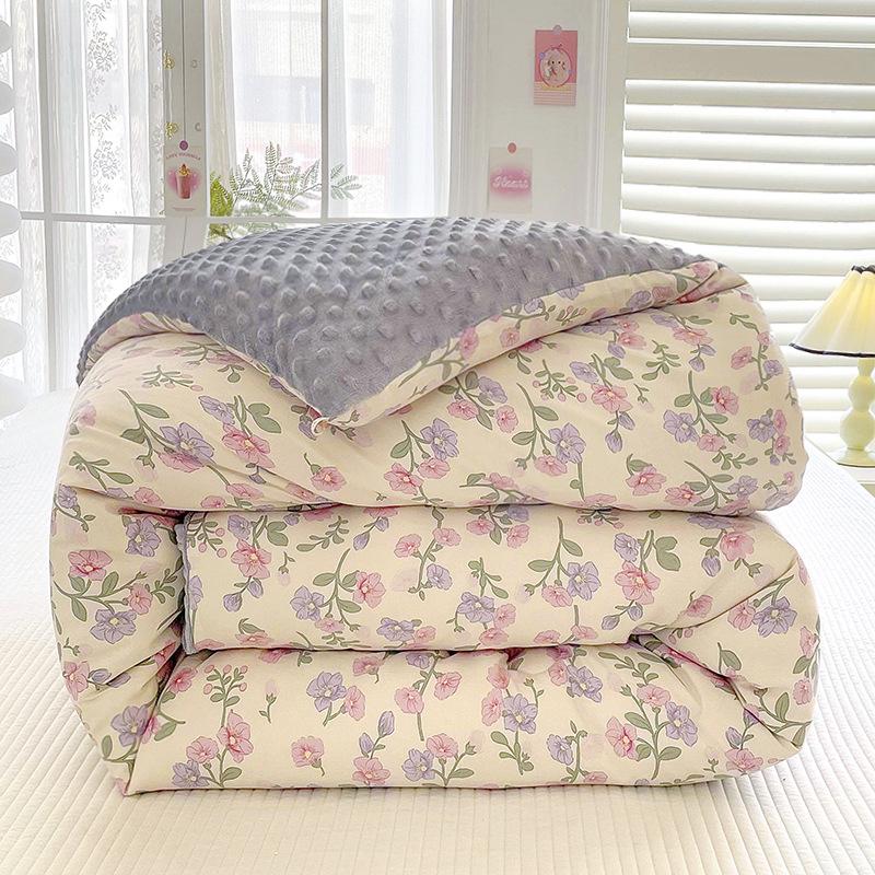 

Хлопковое одеяло дуду из жатой марли класса А - Утолщенное бархатное соевое одеяло для зимы, Односпальное/Двуспальное, Общежитие. 150x200cm 2kg