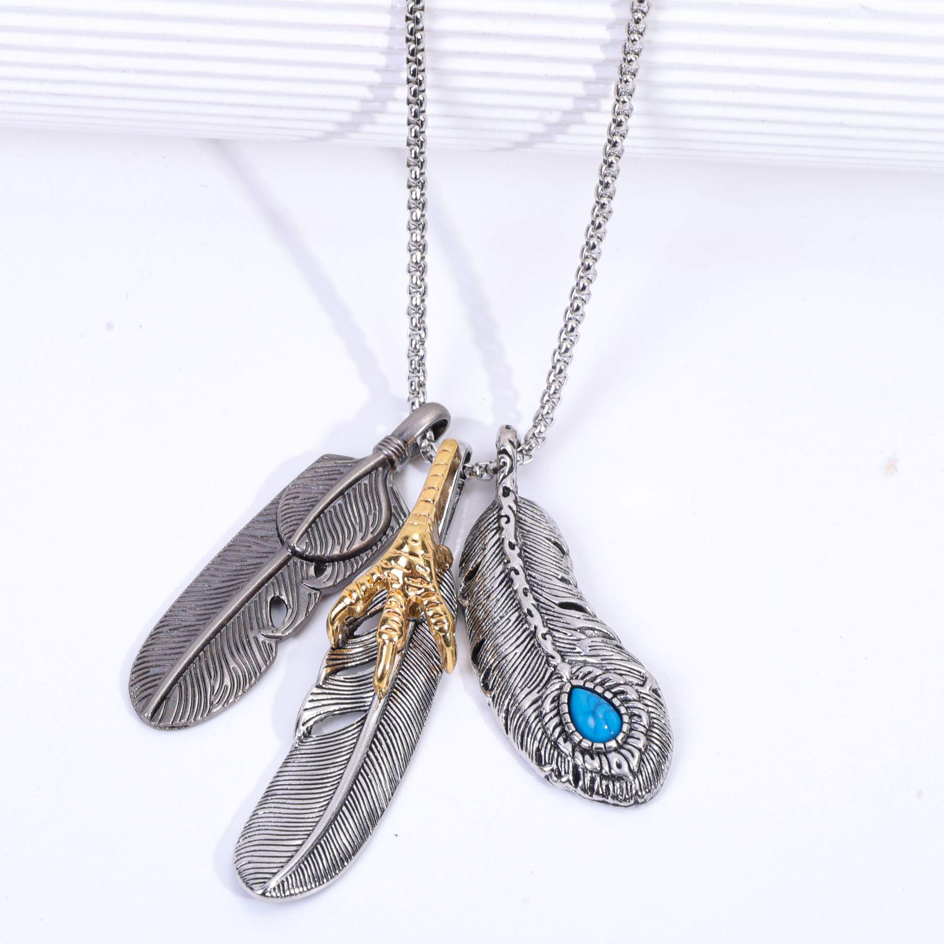 Мужское ожерелье с подвеской-пером - Европейский и американский хип-хоп стиль
