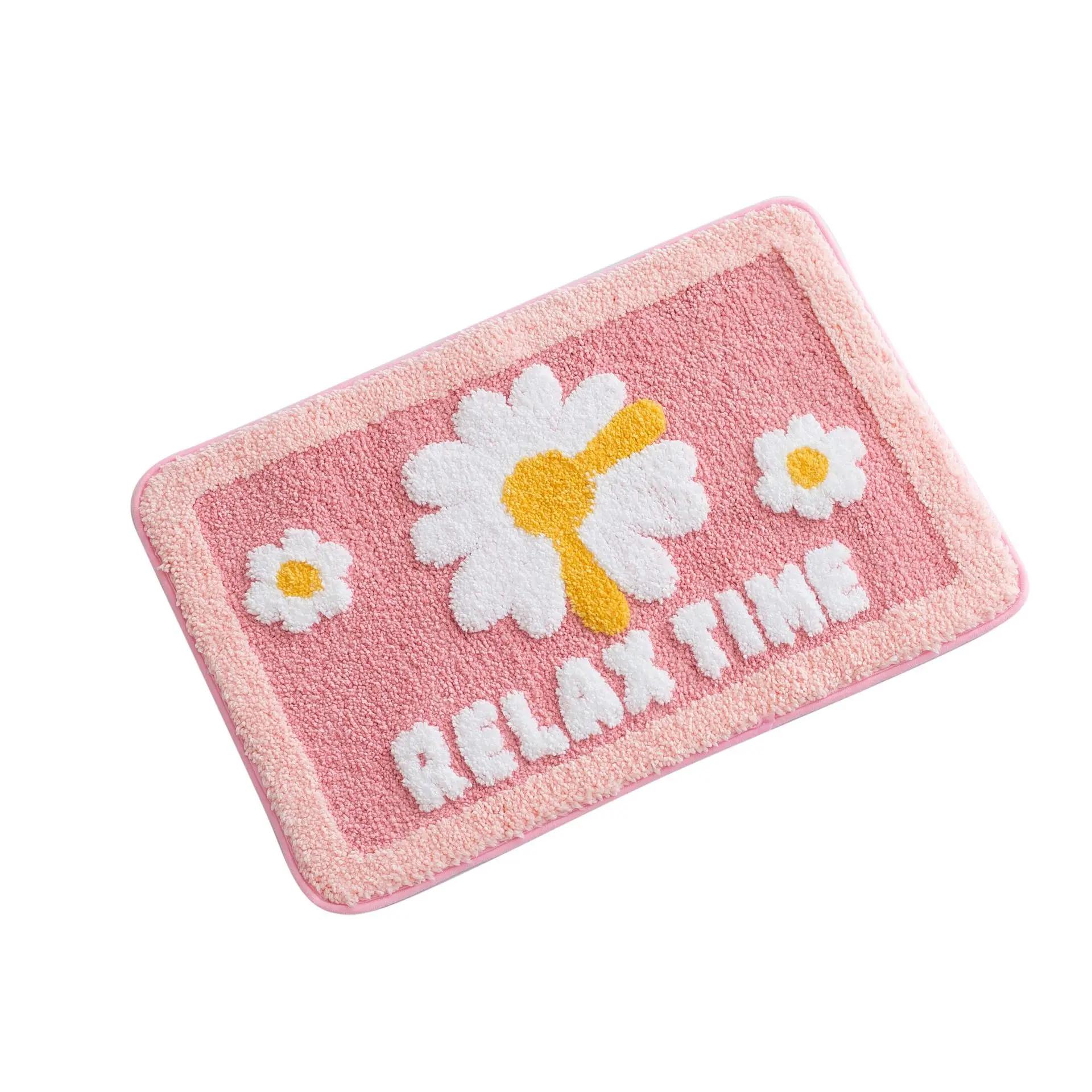 

High Quality Bathroom Rug Mat Cute Daisy Bath Mat White and Yellow Flower Decor Rugs Non Slip Floor Carpet Microfiber Bathmats 40x60cm
