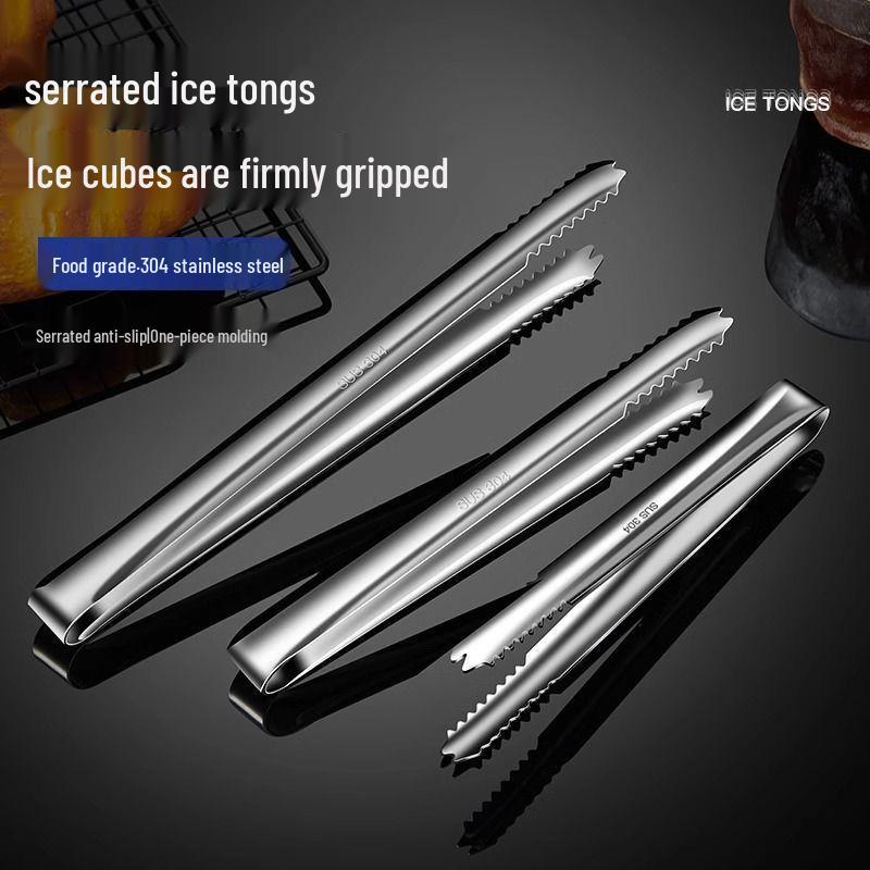 Stainless Steel Multi-Purpose Tongs: Perfect for Ice, Food, Bread, Fruits, Grilled Sausage, and Lemon