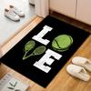 Tennis Love Design On Black Background Patterned Carpet, Suitable As a Non Slip Play Mat for the Living Room and Bedroom Sofa
