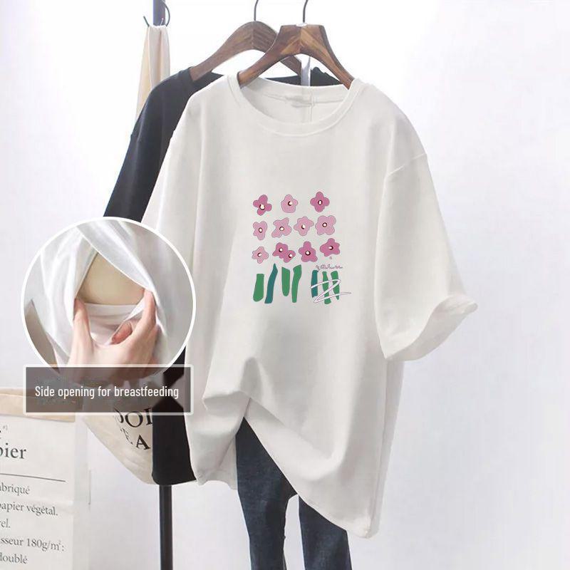 Summer Loose Side-Opening Nursing T-Shirt for Easy Breastfeeding