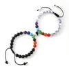 Hot-selling, Love-shaped Turquoise Couple Bracelet Set, Colored Natural Stone Beaded Adjustable Woven Bracelet.