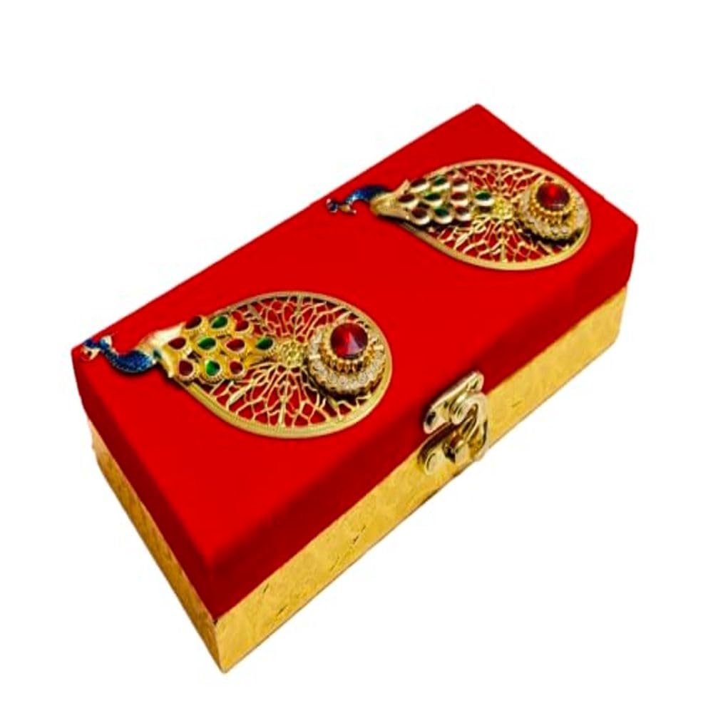 Decorative Wodden Shagun Cash and Jewellery Box for Wedding and Festive Gifting, Brown, 19 X 9 X 4 Centimeters