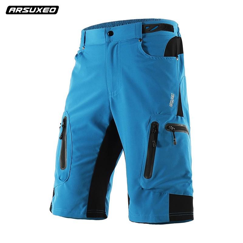Mens Cycling Shorts 5-Inch Mountain Bike Downhill Trail Riding Short Pants Breathable Synthetic Fabric Outdoor Sports