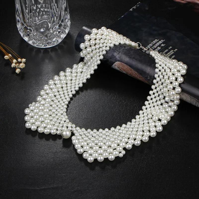 1 Pcs Pearl Bow Pearl Collar Necklace Hand Woven Pearl Necklace Clothing Accessories Women Creative Gifts