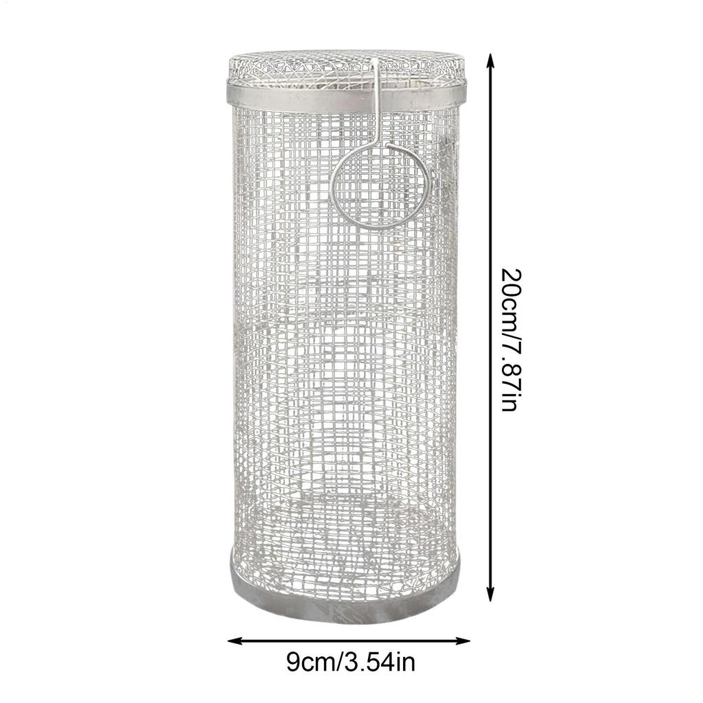 BBQ Basket Stainless Steel Rolling Grilling Basket Outdoor Camping Barbecue Grill Universal Metal Round Rolling BBQ Rack