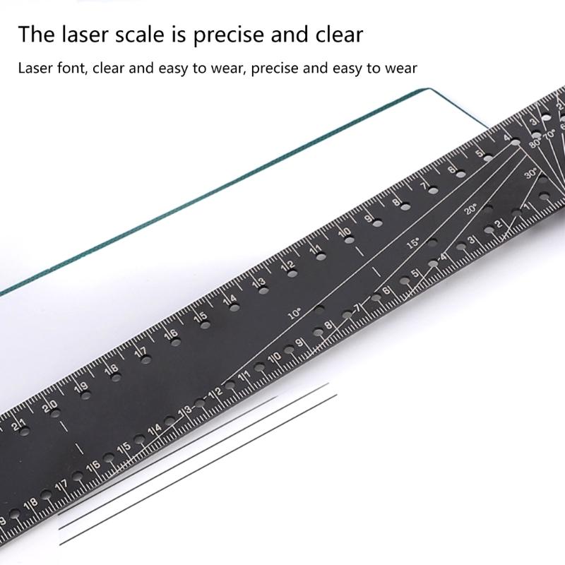 30-90 Degree Square with Marking Hole Measuring Ruler 12inch Combination Square for Measuring Woodworking