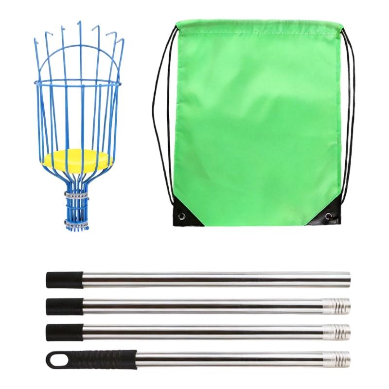 Fruit Picking with Basket, Apples Picking Tool Adjustable Rod Long Handle Avocados Grabber Tree Fruit Catcher for Harvesting