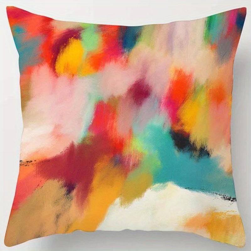 Abstract Colorful Brushstroke Pattern Pillow Covers Pattern Cushion Cover Suitable for Sofa Bedroom Car Pillow Cover