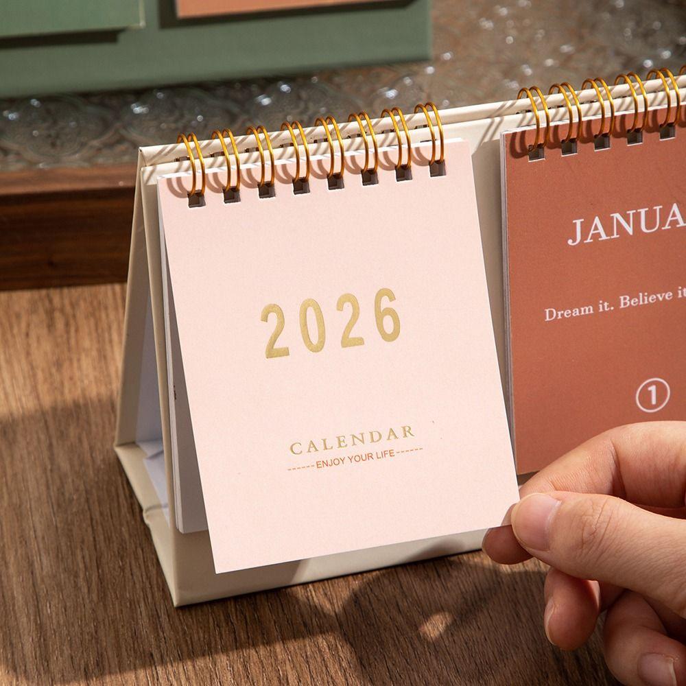 Double Sides 2026 Desktop Calendar Spiral Binding Memo Calendar Checklist Planner  Office Use