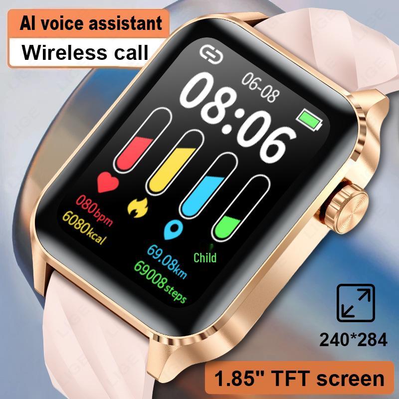 Smartwatch mit Bluetooth-Anrufen, wasserdicht, Schrittzähler, Herzfrequenz, Blutsauerstoff und Schlafüberwachung.