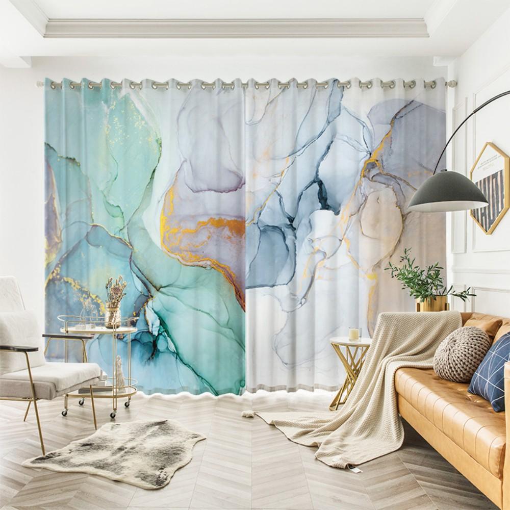 

Шторы на заказ для всего дома Скандинавские Современные Американские Индустриальные Шторы Мраморные Шторы Гостиная Спальня Люверсы 2x60Wx50H(CM)&Grommet Top