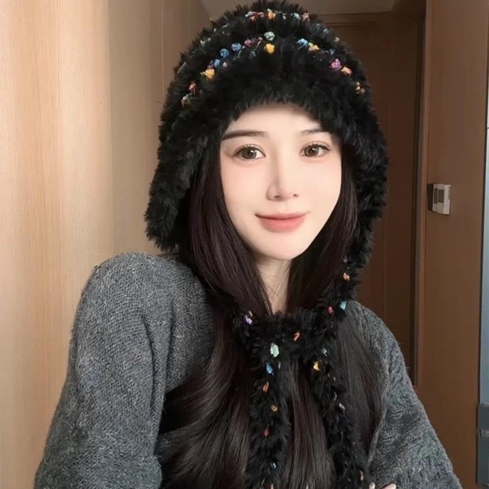 Ear Protection Bucket Hat Lacing Lei Feng Cap Cute Earmuff Knitted Hat for Women