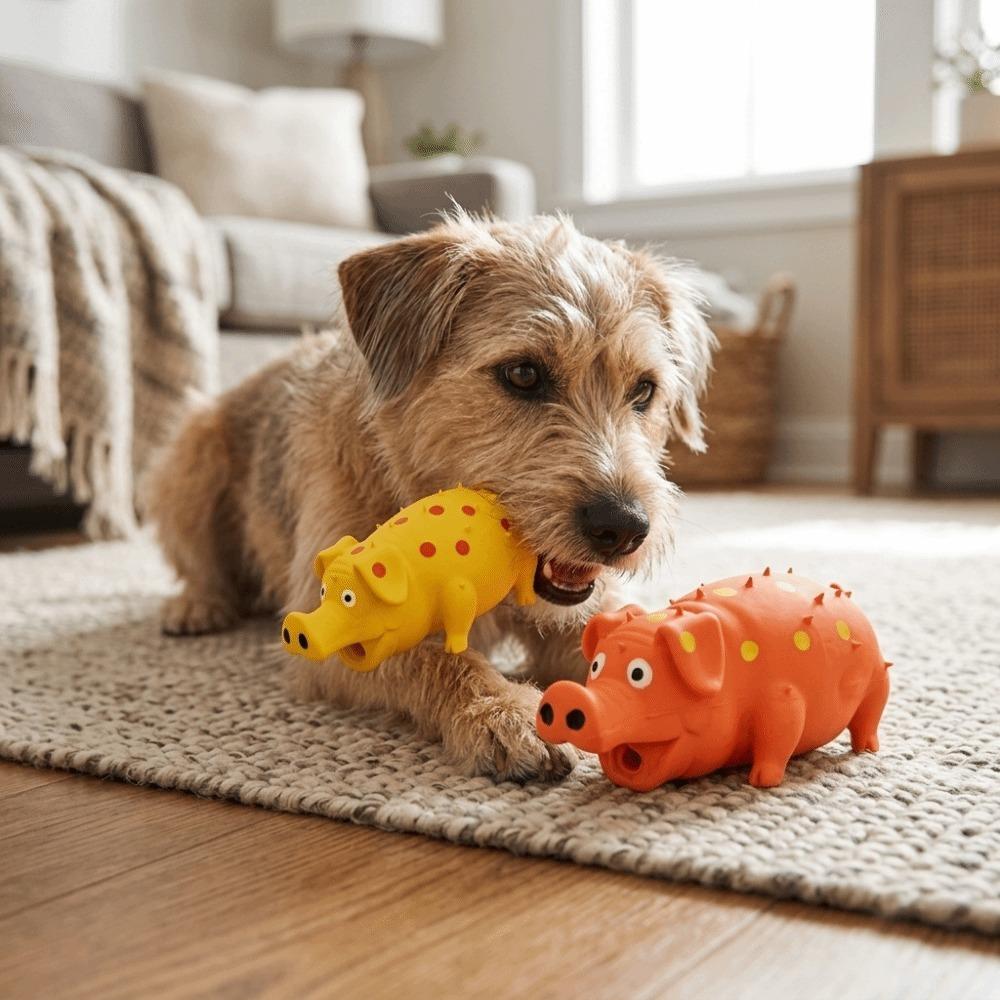 Soft Latex Latex Pig Toy Textured Surface Squeaky Pet Toy Safe Pet Supply Small Dog Toy Teeth Care