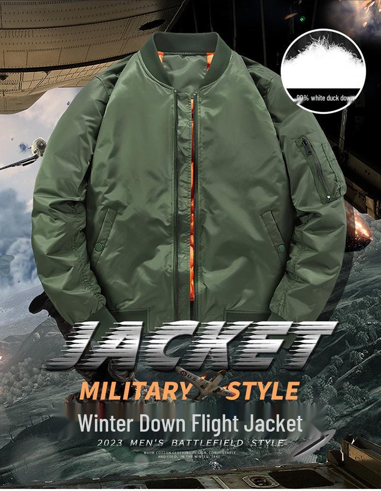Men's Winter MA1 Bomber Jacket: Short, Thickened, Plus Size, Trendy Baseball Uniform Style.