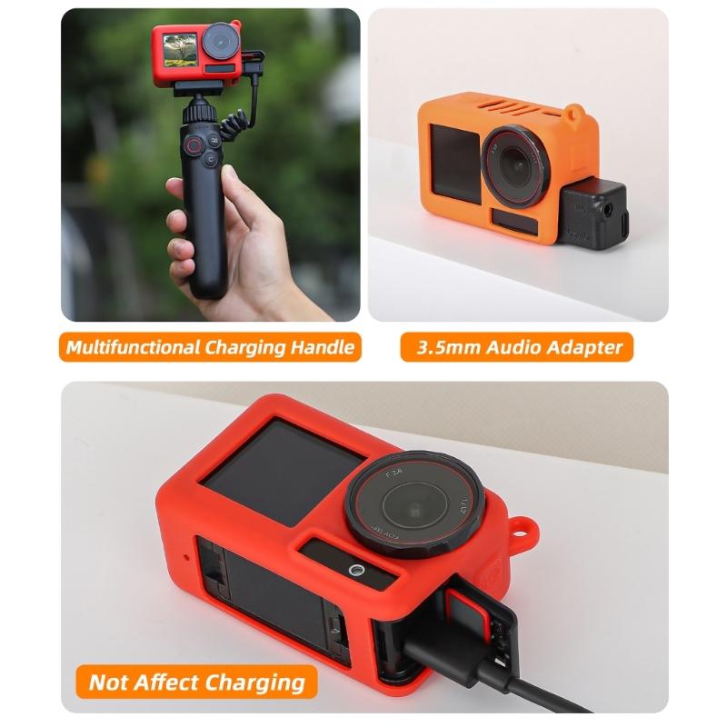 Durability Silicone Case For Action 5Pro Cameras, Easy Grip With Comfortable Lanyard Adventure Sport Camera Accessories