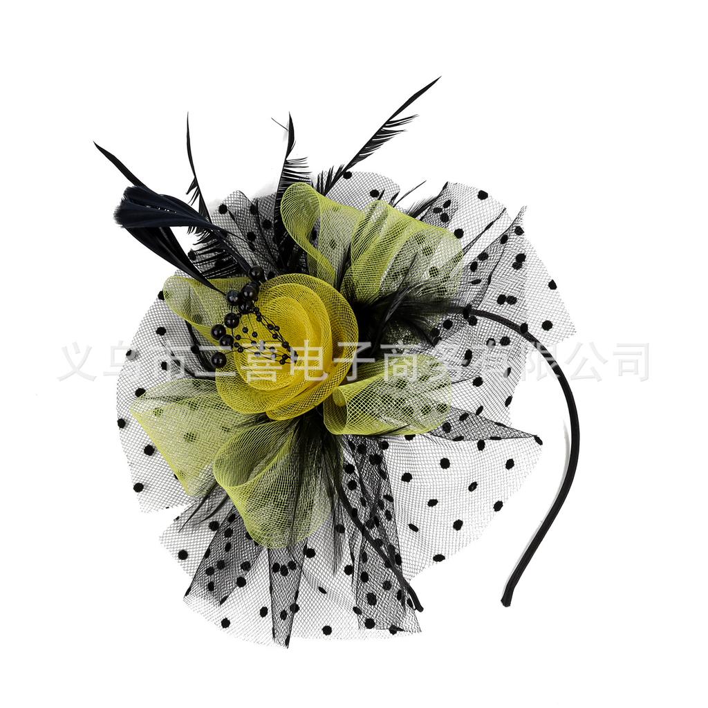 Europe and the United States popular feather headgear bridal hair accessories mesh top hat Jockey Club hair accessories hairpin headband