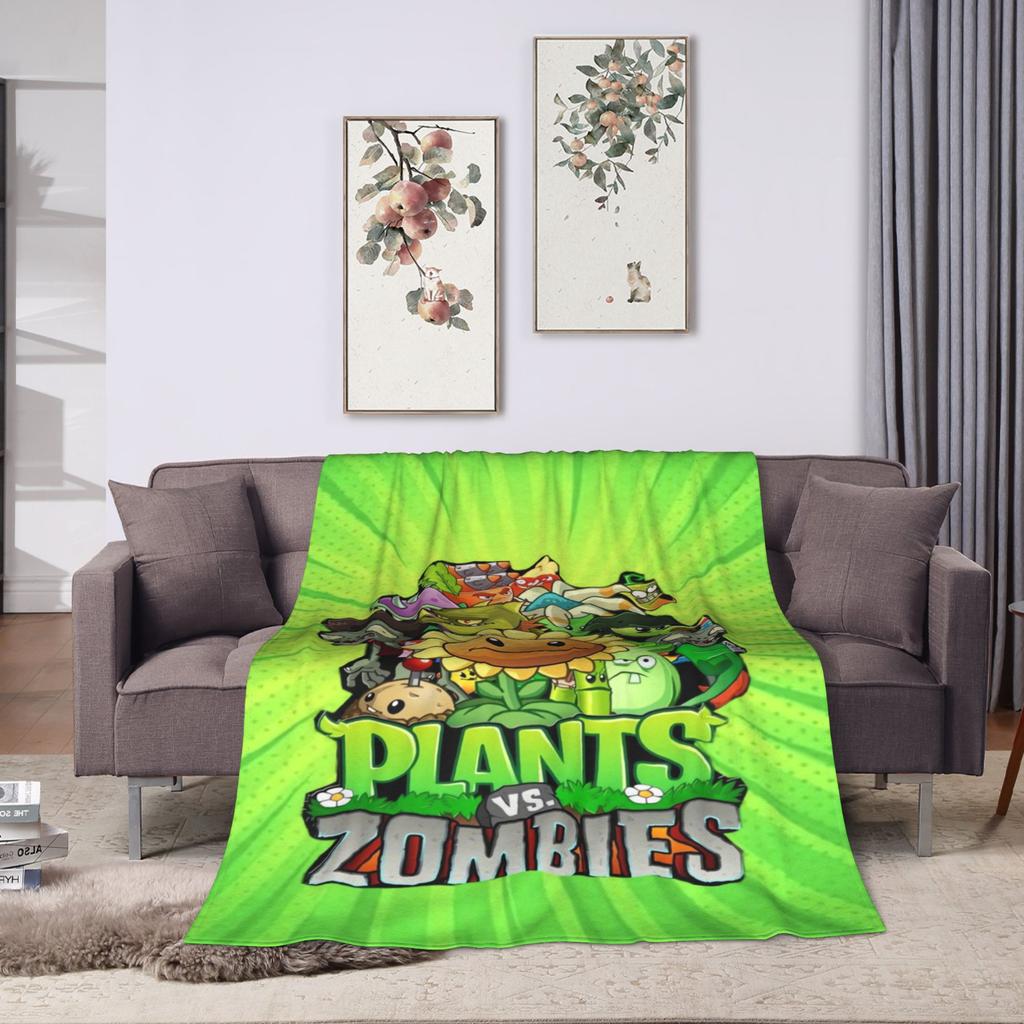 P-Plants-vs-Zombies Video Games Blankets  Super Warm Aesthetic Plush Throw Blanket For Couch Chair Flannel Bedspread Bed Cover