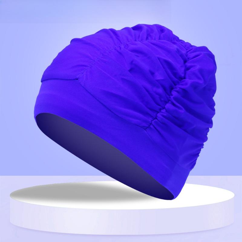 Womens Swim Cap for Long Hair Cute Korean Style Colorful Fabric Design Elegant Beach Photography Hot Spring Swimming Cap