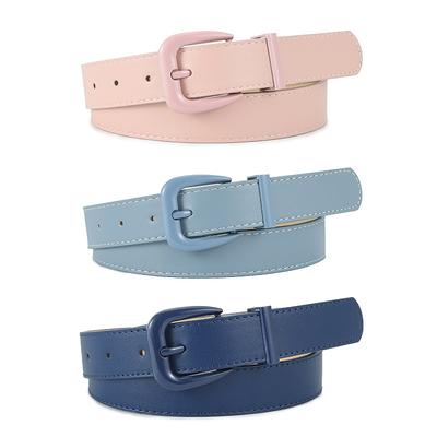 Macaron Plain Bag Pin Buckle Belt Women'S High-End Dress Decorative Pu Belt
