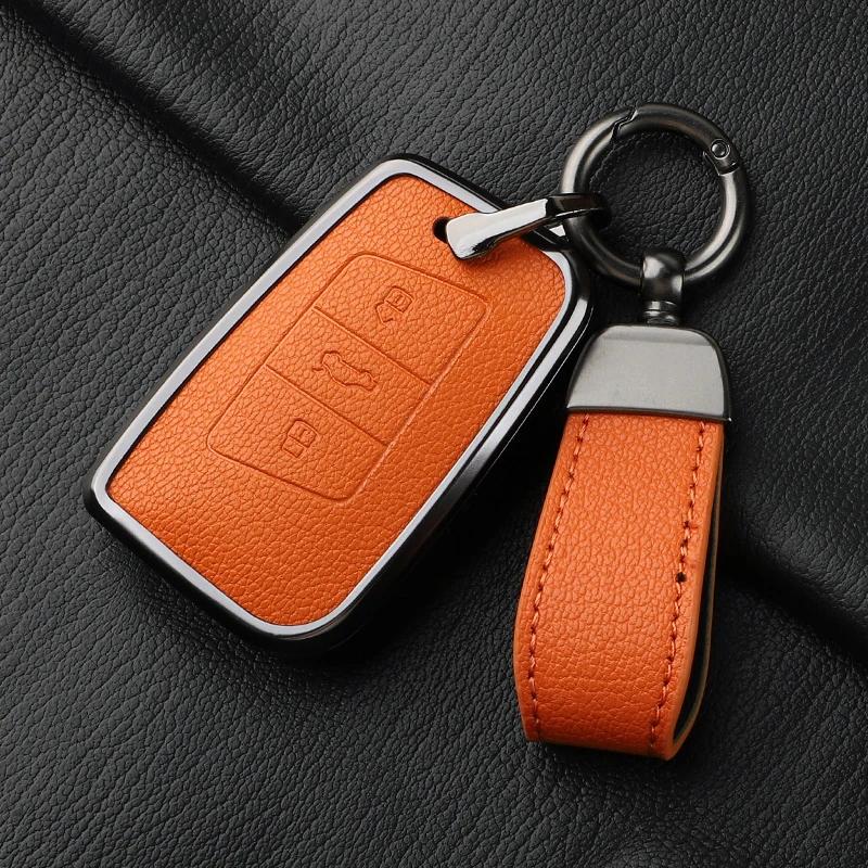 Metal And Leather Car Key Case Cover For Vw Volkswagen Passat B8 Cc Arteon Magotan Gte Skoda Fabia Superb A7 Kodiaq