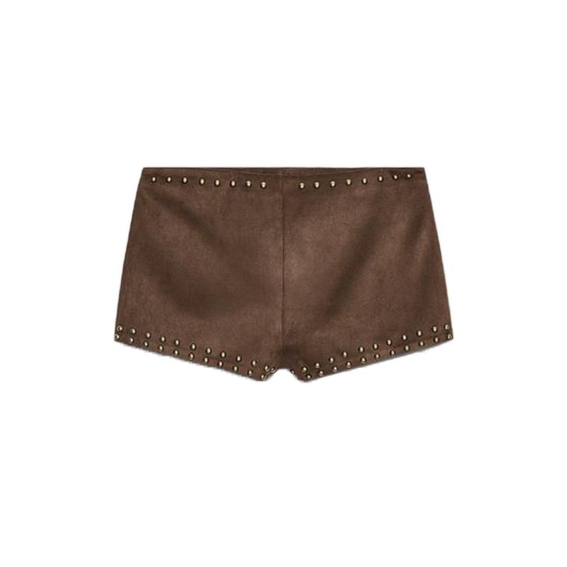 

Жилет без рукавов с V-образным вырезом и эффектом замши 5063831 Декоративные заклепки Шорты с высокой талией 5063809 Chocolate Pants L