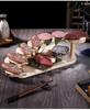 Artistic Wooden Tiered Platter for Sushi, Barbecue, and Hot Pot - Creative Restaurant Tableware Dish Plates