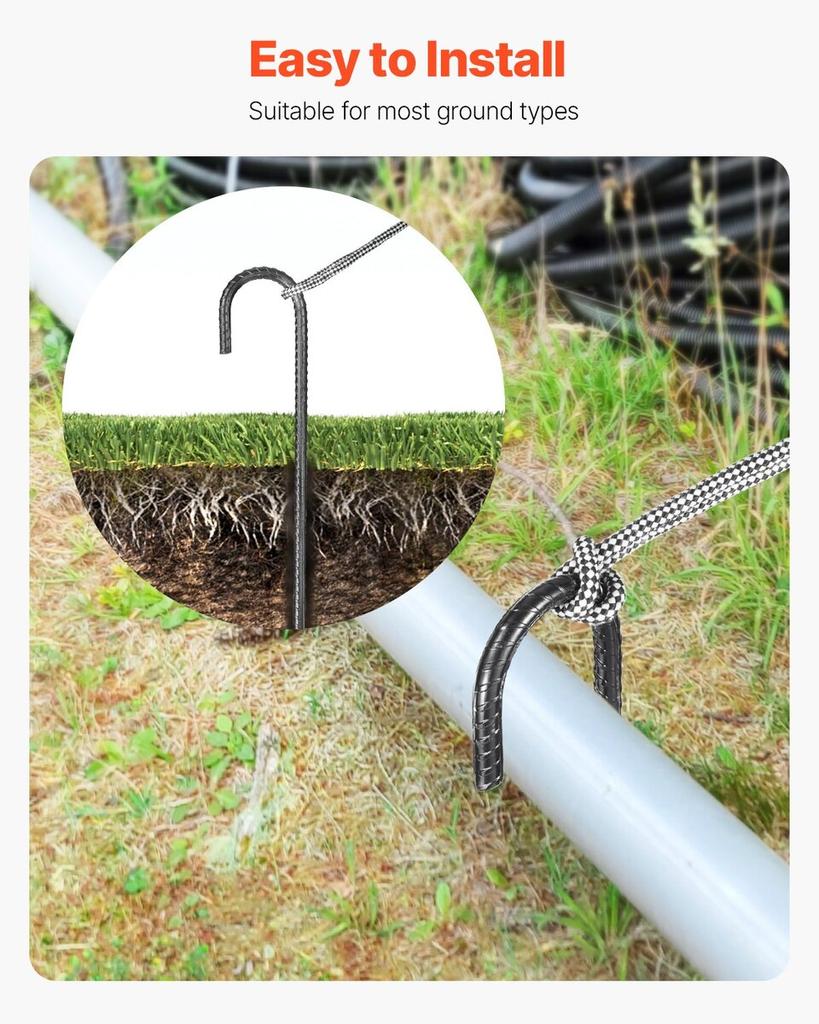 16-Inch 24 Pack Rebar Stakes Heavy Duty J Hook Galvanized Ground Anchors