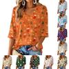 Top Casual da Donna con Scollo a V, Stampa Natalizia e Maniche a Tre Quarti