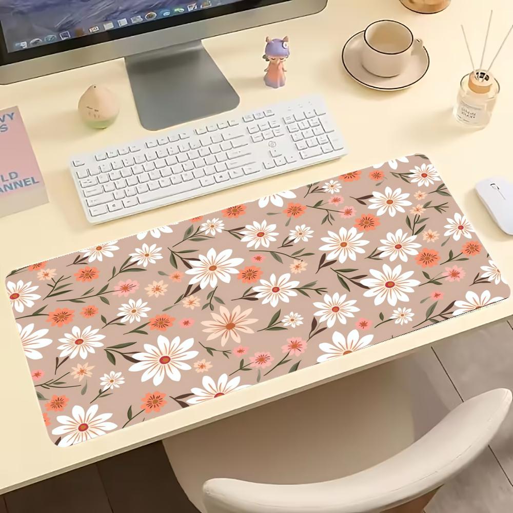 Autumn Tiny Floral Pattern Extended Gaming Mouse Pad Antislip Desk Mat Stitched Edge Aesthetic Decor For Pc Gamer Office Space