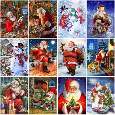 DIY Santa Claus 5D Diamond Painting Full Round Drill Cartoon Diamond Embroidery Mosaic Cross Stitch Kits Christmas Home Decor