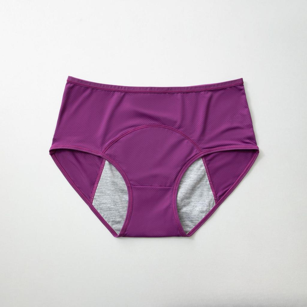 Plus Size Women's Summer Solid Color Mesh Breathable Pre and Post Period Leak Proof Mid High Waist Briefs