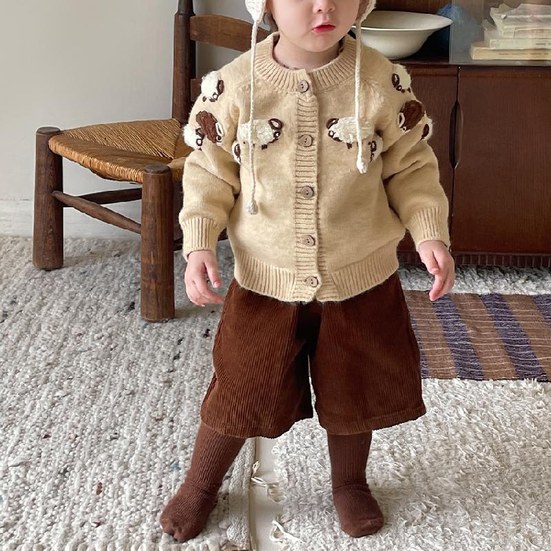 

Детская одежда Костюм-свитер для девочек 2024 Осень Новый детский корейский вязаный кардиган брюки детская одежда 73 красный