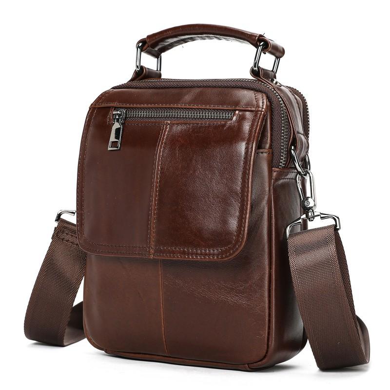 Head Layer Cowhide Men's Shoulder Bag Casual Simple Vertical Small Leather Handbag