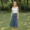 Bessini High-Waisted Over-the-Knee Denim Skirt for Women – Autumn Collection 2025
