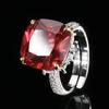 Autumn And Winter Jewelry Copper Bottom Gold-Plated Simulation Red Corundum Princess Square Light Luxury Ring Female 14 * 14